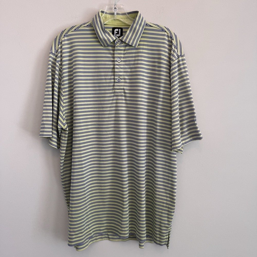 FootJoy Mens L Golf Polo Shirt Green Striped The Georgia Club Stretch